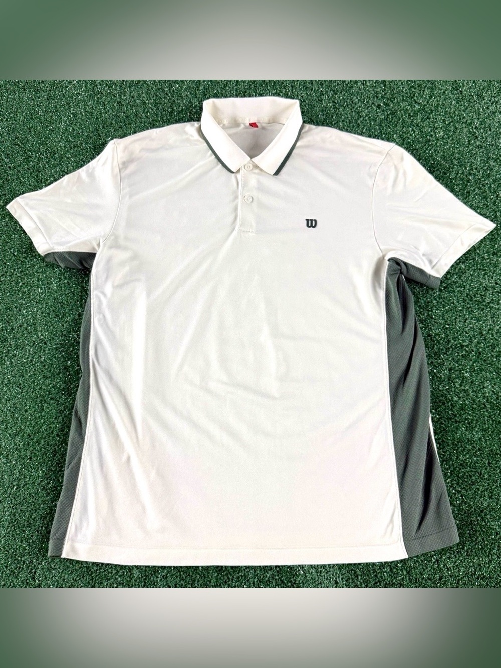 Wilson Men’s White Polo with Green Side Panels - Size L